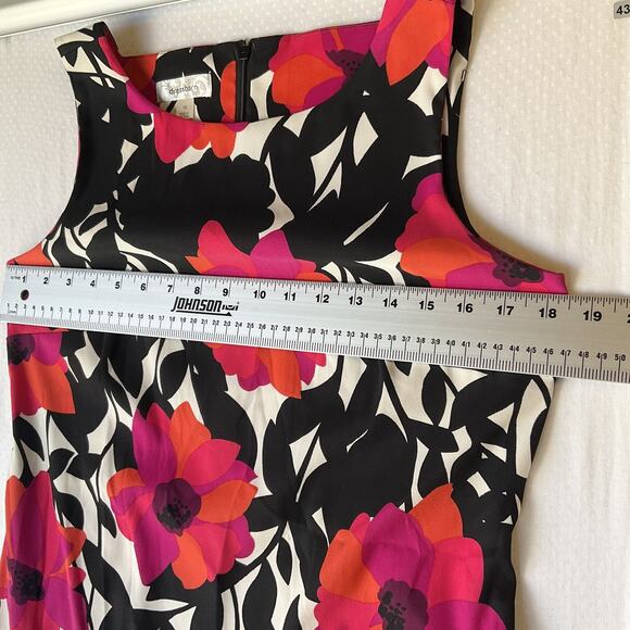 Dressbarn Women Dress 10 Black Pink Floral Sheath Sleeveless Knee Length - Picture 5 of 9